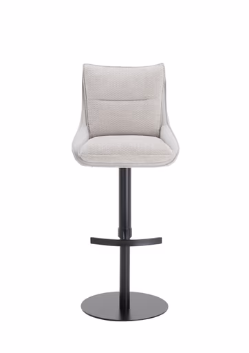 Barhocker MANDY - höhenverstellbar, Stoff, Silbergrau