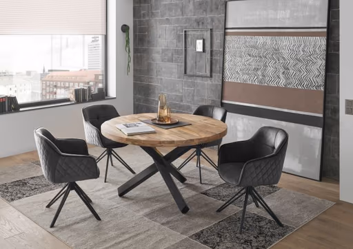 Armlehnstuhl - drehbar, Samt, Grau