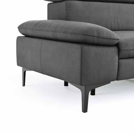 Sofa Felipa - 3-Sitzer inkl. Relaxfunktion (motorisch) und Kopfteil verstellbar, Leder, Grau