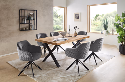 Armlehnstuhl - drehbar, Samt, Grau