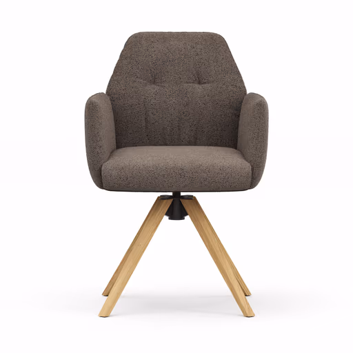 Armlehnstuhl Nashville - drehbar, Stoff, Dunkelbraun