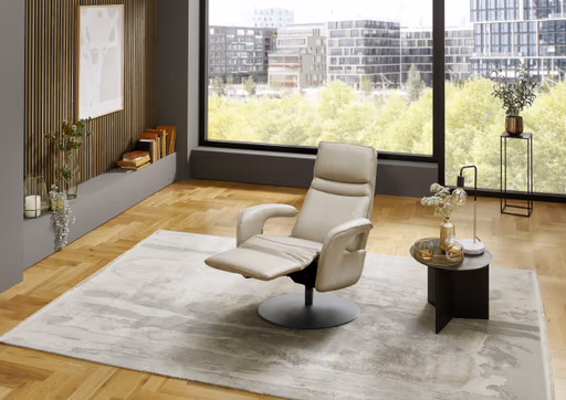 Fernsehsessel - Gr. M, Relaxfunktion, Leder, Pearl