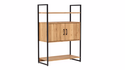 Regal Farmingdale - mit Holztür, Eiche massiv, natur geölt