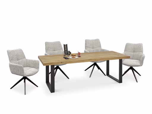 Armlehnstuhl MILENA - drehbar, Stoff, Silberfarben