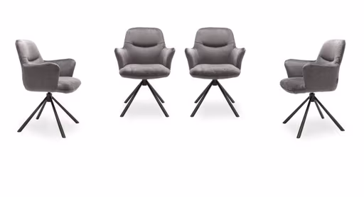 Armlehnstuhl MIRYA - drehbar, Stoff, Silberfarben