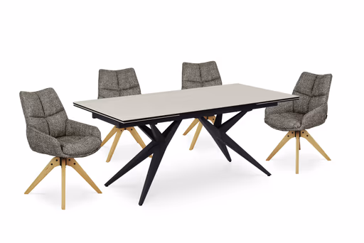 Armlehnstuhl MATTEA - drehbar, Stoff, Braun