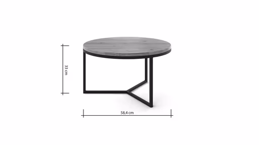 Couchtisch Joan 2- LBH ca. 58x58x33 cm, Asteiche massiv, Gestell schwarz