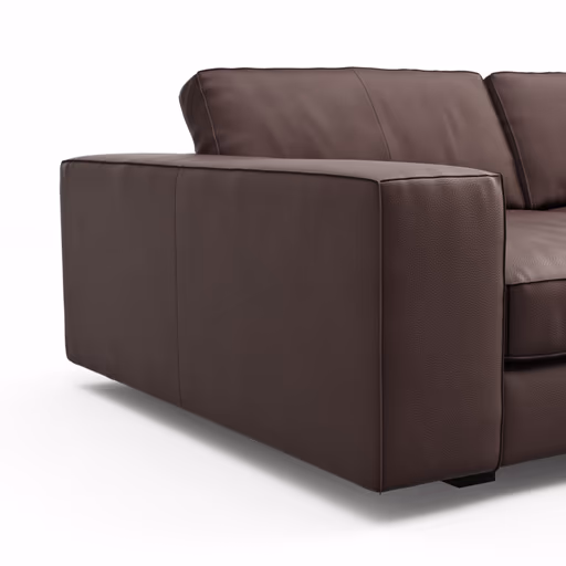 Sofa Aprino 1 - 3,5-Sitzer XXL, Dickleder, Dunkelbraun, Armlehne Block breit