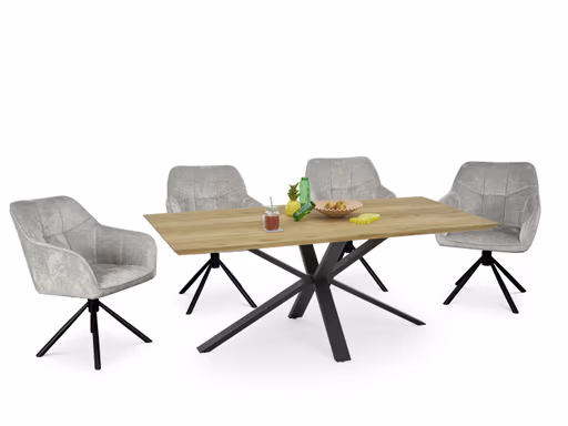 Armlehnstuhl MARLE - drehbar, Stoff, Silberfarben