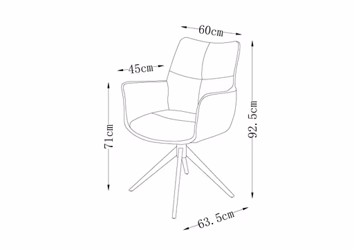 Armlehnstuhl MILENA - drehbar, Stoff, Anthrazit