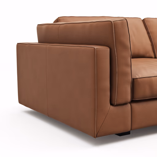Sofa Aprino 3 - 3,5-Sitzer XL, Dickleder, Cognac, Armlehne Kissen