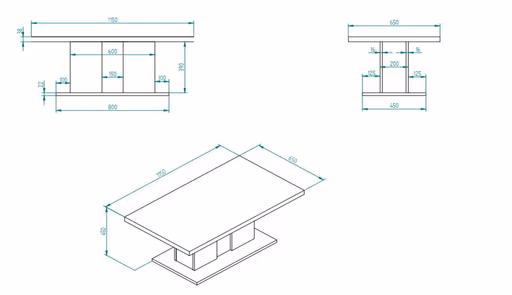 Couchtisch - LB ca. 115x65 cm, Eiche Evoke Nachbildung, Salbeigrün