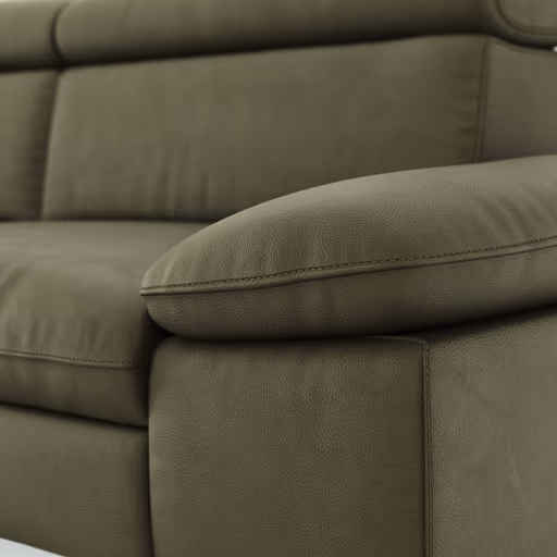 Ecksofa Felipa - Ecke links mit 2,5-Sitzer inkl. Armlehne verstellbar und Rückenlehne/Sitztiefe verstellbar (motorisch), Leder, Olive