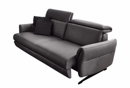 Sofa - 2,5-Sitzer, Kopfteil verstellbar, Sitzvorzug motorisch, Leder, Anthrazit