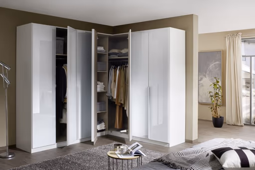 Eckschrankkombination ROMAN SPIN- Weiß, Glas, Weiß