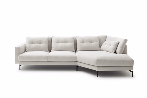 Trapezsofa Anesa - 2-Sitzer, Ecke rechts, Cord-Boucle, Creme