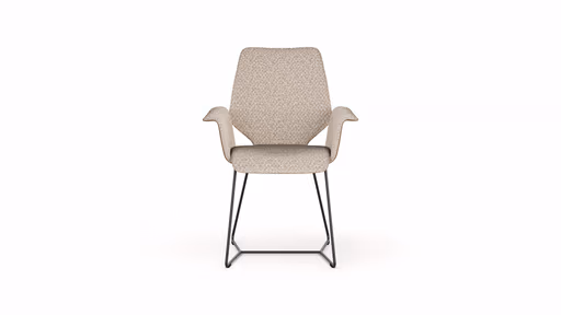 Armlehnstuhl Penthouse - Stoff, Hellgrau, Leder, Steingrau, Kufen, Anthrazit