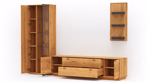 Wohnwand Fibra - Asteiche teilmassiv, natur, geölt