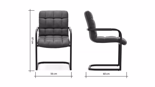 Armlehnstuhl Cambridge - Leder, Anthrazit