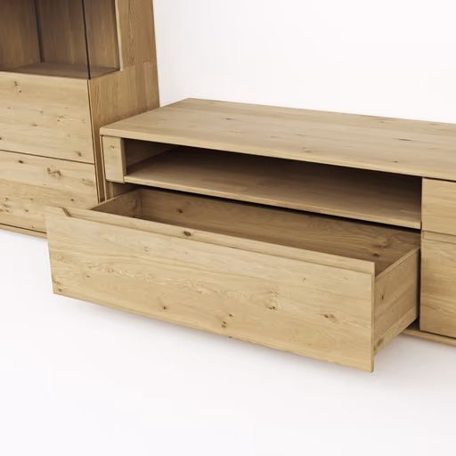 Wohnwand Amora - Wildeiche massiv bianco