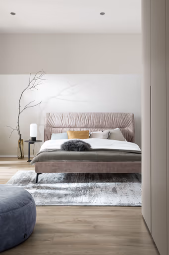 Hocker Alvito, rund, ca. 60 cm, Leder, Cappuccino