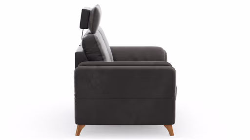 Sofa Vayra - 2-Sitzer, inkl. Relaxfunktion (motorisch) und Kopfstütze verstellbar (manuell), Stoff, Anthrazit