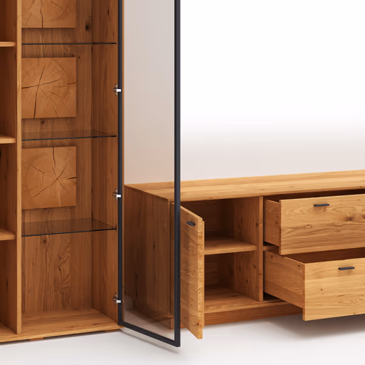 Wohnwand Fibra - Asteiche teilmassiv, natur, geölt