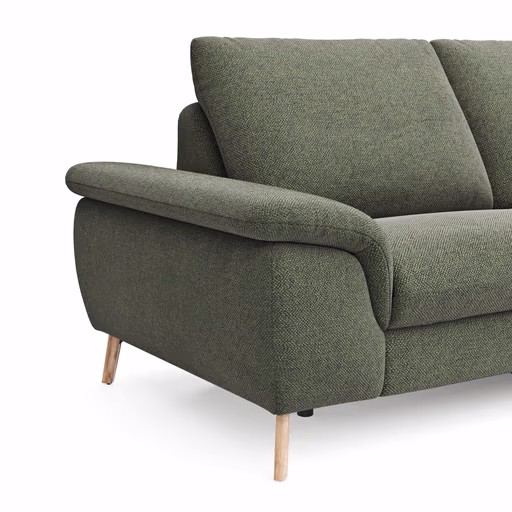 Ecksofa Gotera - 1,5-Sitzer med. + 1,5-Sitzer med. links mit Ecke und Abschlussteil rechts inkl. Rückenlehne verstellbar, Stoff, Olivgrün