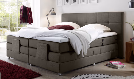 Boxspringbett- Liegefläche ca. 180x200 cm, Stoff Grau