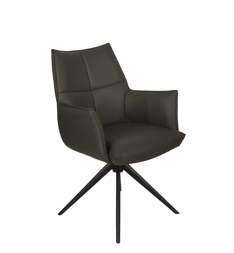 Armlehnstuhl MELE - drehbar, Leder, Dunkelbraun