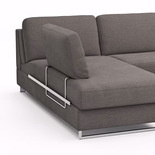 Ecksofa Nuoro - Longchair links mit 2-Sitzer inkl. Schlaffunktion und Bettkasten, Stoff, Grau