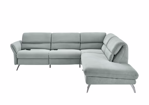 Ecksofa - 3-Sitzer mit Ecke rechts, Rückenlehne verstellbar, Stoff, Salbei