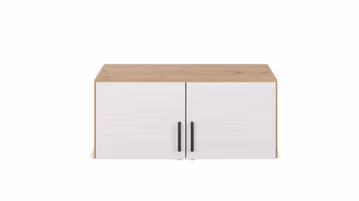 Aufsatzschrank RHONDA- B ca. 91 cm, Eiche Dekor, Weiß, Hochglanz