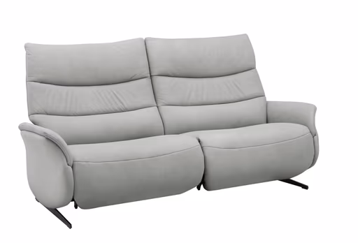 Sofa EM Lun - 3-Sitzer, Wall-Free Funktion, Kopfteilverstellung, Leder, grau