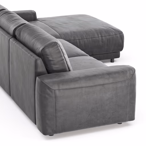 Ecksofa Balok - 2,5-Sitzer mit Longchair groß rechts, Stoff, Anthrazit