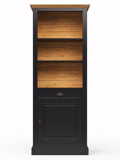 Bücherschrank Louisiana - teilmassiv, Schwarzgrau