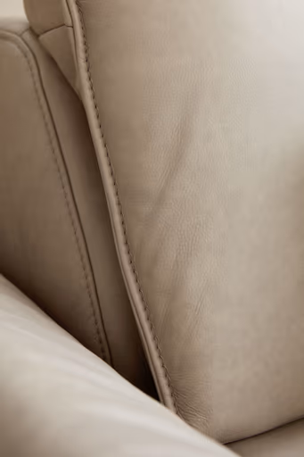 Ecksofa - 2-Sitzer mit Ecke rechts, Rücken hochklappbar motorisch, Armlehne vertellbar, Relaxfunktion, Leder, Beige