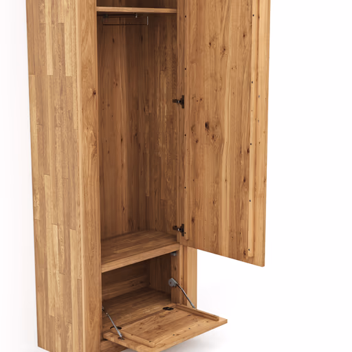 Garderobenschrank Farmingdale - Rechtsanschlagend, Eiche massiv, natur geölt