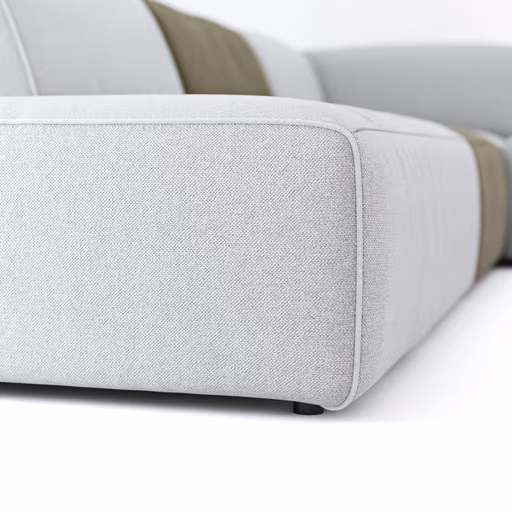 Ecksofa Elementos - Abschlusselement mit 1-Sitzer und Ecke rechts, Stoff, Hellgrau