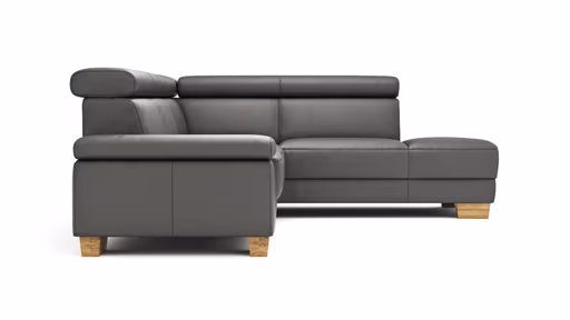 Ecksofa Philadelphia - 2,5-Sitzer mit Ecke rechts inkl. Kopfteil verstellbar, Leder, Anthrazit