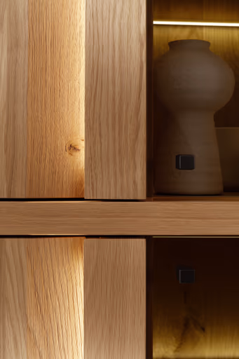 Vitrine Due Viso - inkl. Beleuchtung, BHT ca. 78x200x40 cm, Wildeiche massiv, geölt