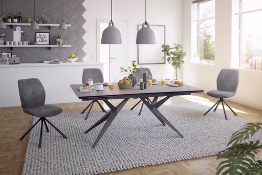 Stuhl MANOA - drehbar, Stoff, Dunkelgrau