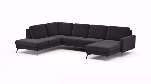 Wohnlandschaft Enna - Ecke links, 2,5-Sitzer, Longchair rechts, Stoff, Anthrazit