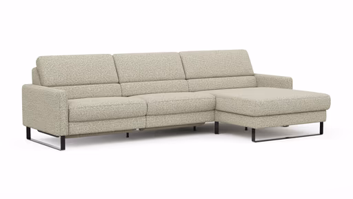 Ecksofa Valera - 3-Sitzer mit Longchair rechts inkl. Rückenlehne verstellbar und Relaxfunktion motorisch, Stoff, Limone