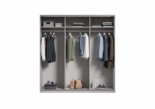 Schwebetürenschrank RIVASA- B ca. 203 cm, Champagner, Spiegel