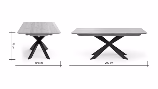 Esstisch Talara Lola - beidseitig ausziehbar, LB ca. 200x100cm, Wildeiche Bianco