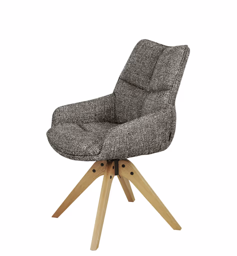 Armlehnstuhl MATTEA - drehbar, Stoff, Braun