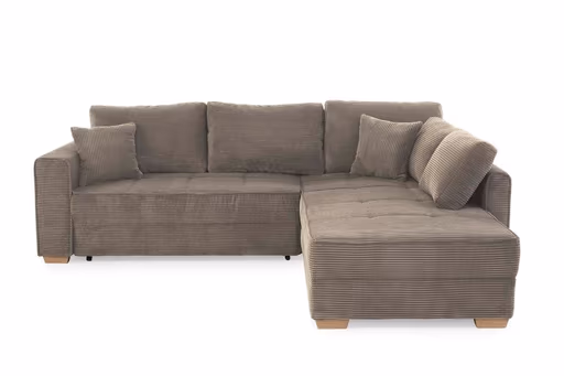 Ecksofa JAMELL - 2,5-Sitzer, Ecke rechts inkl. Schlaffunktion mit Bettkasten, Stoff, Taupe