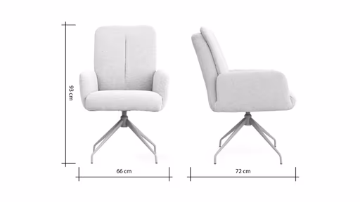 Armlehnstuhl Evania - Dreh und Relax-Funktion, hoher Rücken, Stoff, Creme