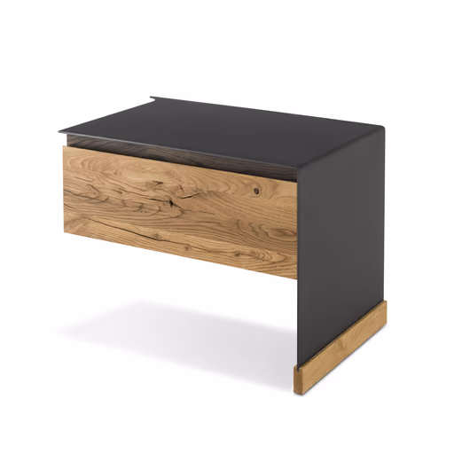 Nachtkonsole Baltimore - Rechts, Wildeiche massiv, Metall